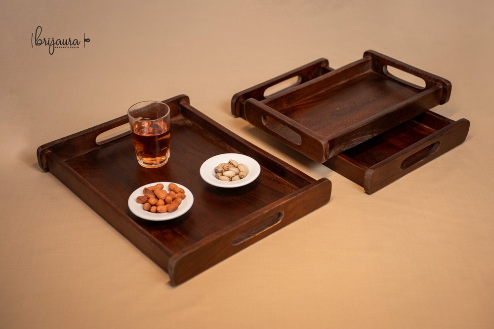 Side-Bar Wooden Tray (Set of 3)