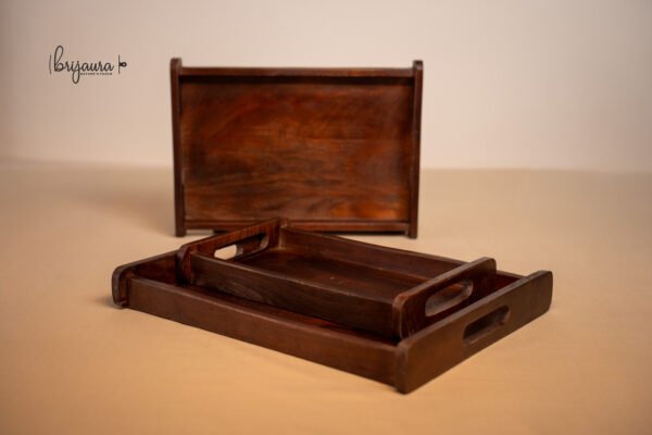 Side-Bar Wooden Tray (Set of 3) - Image 4