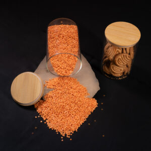 Borosilicate Glass Storage Jar with Wooden Lid (2 Pcs)