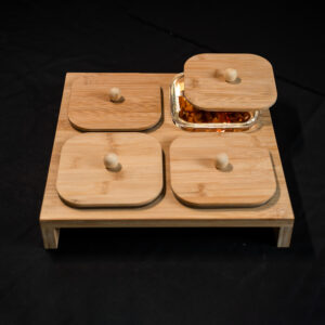 Glass Jar Serving Set With Wooden Lid & Rack
