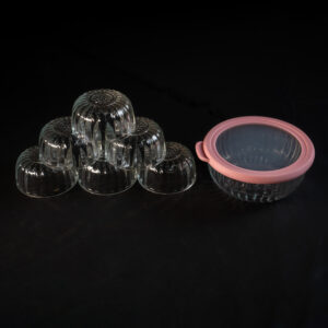 Designer Airtight Container Glass Bowl with Lid & Six Small Bowls