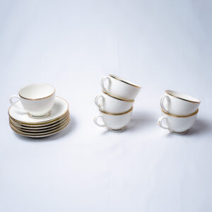 Ceramic Gold Line Cup and Saucer Set