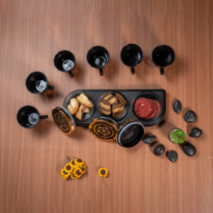 Combo Tea Ceramic Cup with Glass Bowl & Tray