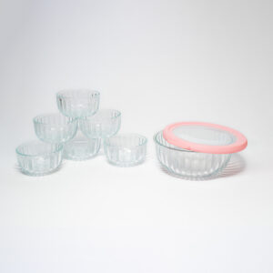 Designer Airtight Container Glass Bowl with Lid & Six Small Bowls
