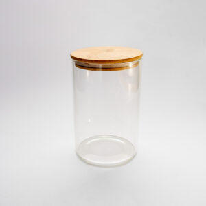 Borosilicate Glass Storage Jar with Wooden Lid (One Pcs)