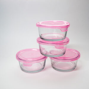 Borosilicate Round Container with Silicone Lid Set of 4