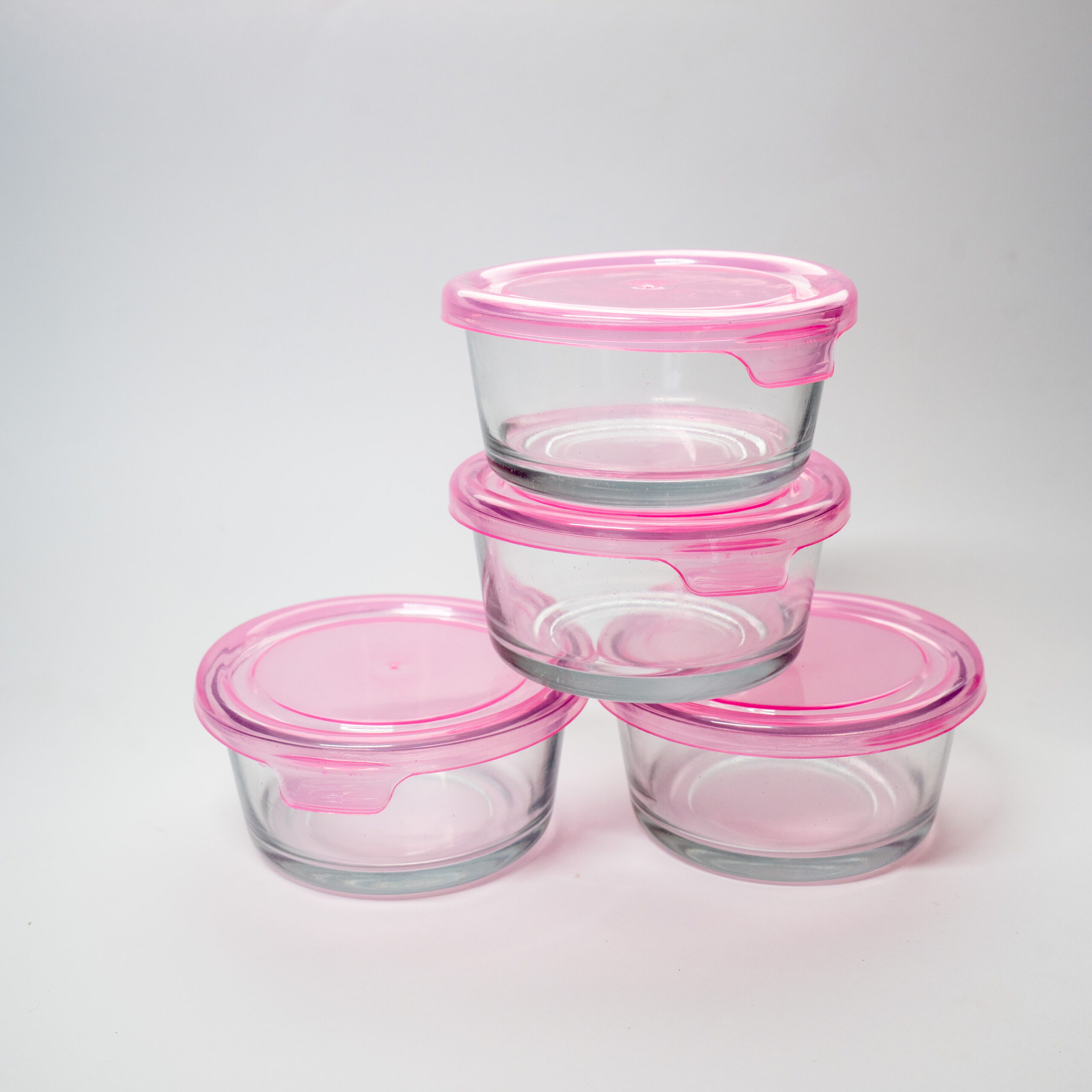 Borosilicate Round Container with Silicone Lid Set of 4