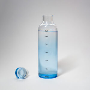 H2O Borosilicate Glass Bottle with Leak-Proof Lid, 500ml, Eco-Friendly (BLUE)