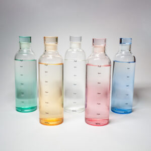 H2O Borosilicate Glass Bottle with Leak-Proof Lid, 500ml, Eco-Friendly (Set of Five)